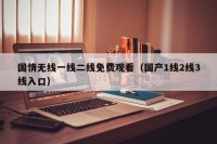 国情无线一线二线免费观看（国产1线2线3线入口）